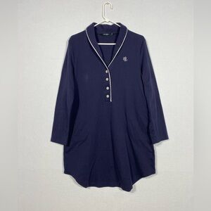Ralph Lauren navy blue cotton-blend sleep shirt with white trim size Large